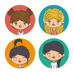 set with fashion girls beautiful fashionable ladies vector illustration graphic design