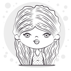 cute half body girl vector illustration graphic design