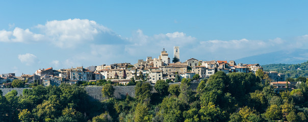 Panoramic view of the old mountain village Vence, in France.