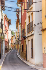 Colorful street in the historic center of Xativa