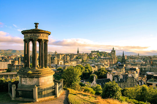 Edinburgh skyline seen from Calton Hill, Scotland