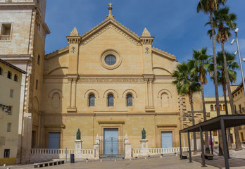 Fototapeta na wymiar Facade of the Basilica de Santa Maria in historic Xativa