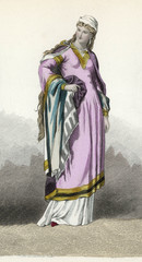 Fototapeta na wymiar Capetian Woman 10th century. Date: late 10th century