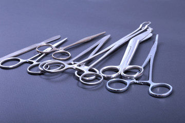 Medical and surgery instruments isolated on white background