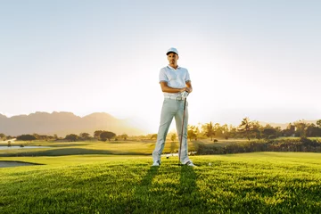 Papier Peint photo Lavable Golf Male golfer standing on golf course