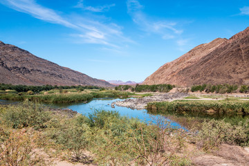 Orange river on the border between Namibia and South Africa