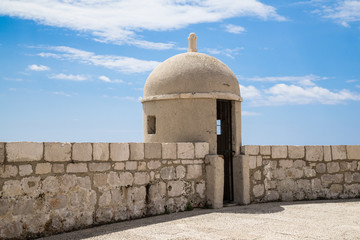 One of the many guard posts on the old town walls of Dubrovnik, Croatia