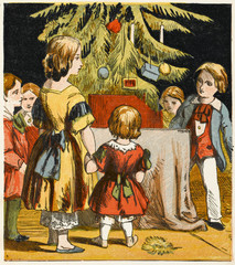 Obraz premium Xmas Tree in Action 1867. Date: 1867