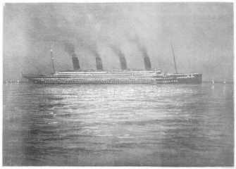 Titanic at Cherbourg. Date: 1912