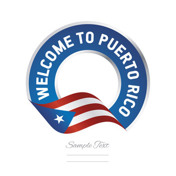 Welcome to Puerto Rico flag blue label logo icon