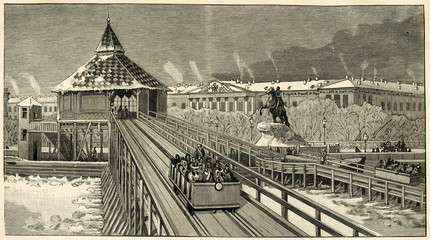Fototapeta premium Russian Rail on Ice. Date: 1900