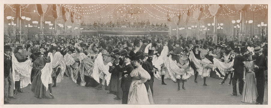 Ball at the Moulin Rouge club in Paris. Date: 1898
