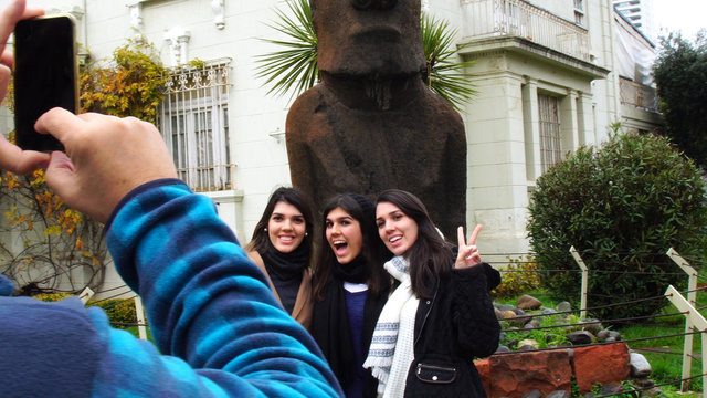 Sisters taking photo in Vina del Mar, Chile