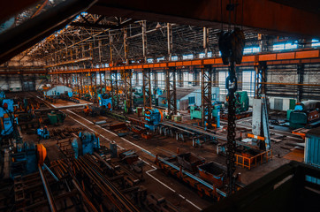 Metallurgical plant. Texture of metal. Metal industry. Background