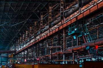 Metallurgical plant. Texture of metal. Metal industry. Background