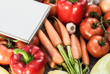 Vegetable mixed fitness concept. Top view.