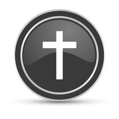 Fototapeta premium Schwarzer Button - Kreuz Religion