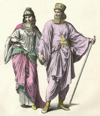 Fototapeta na wymiar Medes - a Couple. Date: ANCIENT MEDES