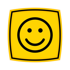 gelbes Schild - Icon - Smiley glücklich