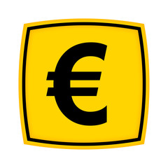 gelbes Schild - Icon - Euro Währung
