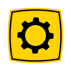 gelbes Schild - Icon - Zahnrad