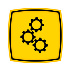 gelbes Schild - Icon - Zahnräder Teamwork