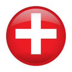 Obraz premium Isolated flag of Switzerland on a button, Vector illustration