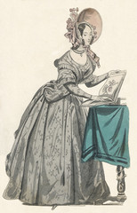 Fototapeta na wymiar Fashion - Flower Book. Date: circa 1840