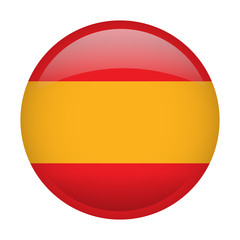 Obraz premium Isolated flag of Spain on a button, Vector illustration