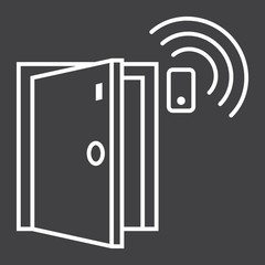 Door sensor line icon, security and alarm, vector graphics, a linear pattern on a black background, eps 10.