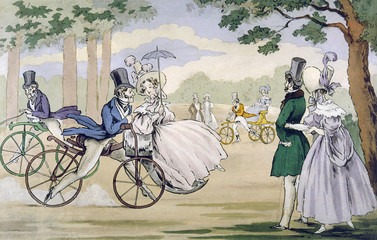 Fototapeta na wymiar Hobby Horse Cycling - 1818. Date: 1818