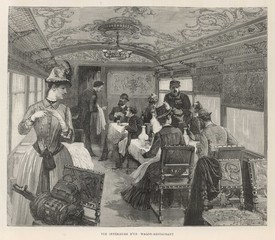 Orient Express - Dining car. Date: 1884