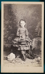 Girl - Basket circa 1880. Date: circa 1880