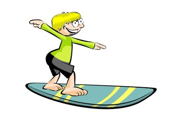 Cartoon surfer isolated on white