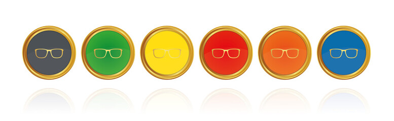 Brille- Goldene Buttons