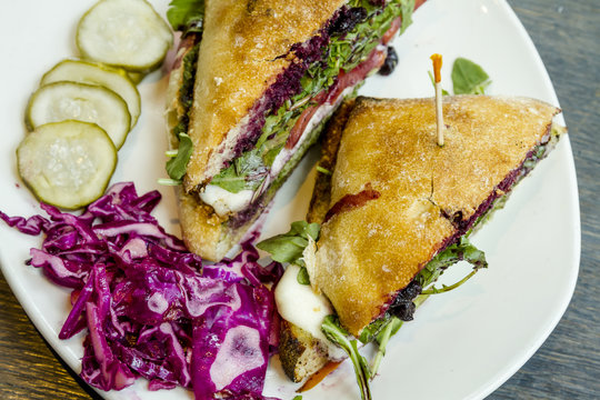 Blueberry Jam And Basil Pesto Sandwich