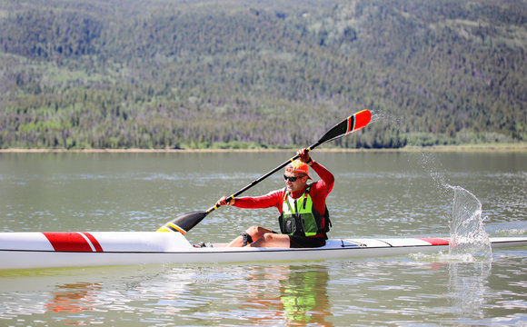 Man paddling in a kayak