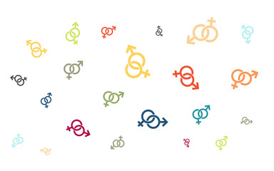 Viele bunte Geschlechtersymbole männlich und weiblich