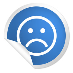 runder Sticker blau - Smiley traurig