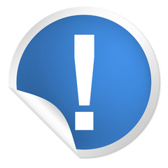 runder Sticker blau - Ausrufezeichen