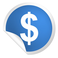 runder Sticker blau - Dollar Zeichen