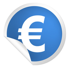 runder Sticker blau - Euro Zeichen