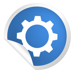 runder Sticker blau - Zahnrad