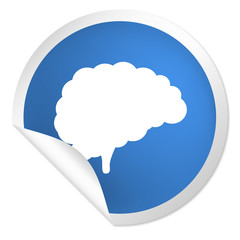 runder Sticker blau - Gehirn