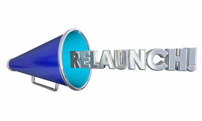 Relaunch Start Over Again Megaphone Bullhorn 3d Illustration