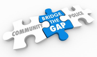 Bridge Gap Between Community and Police Puzzle 3d Illustration