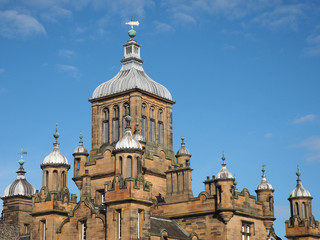 Fototapeta na wymiar old school building with onion dome towers, Edinburgh