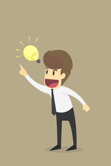 Businessman present creative bulb idea.VECTOR