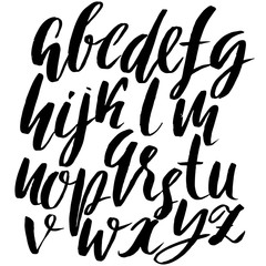 Hand drawn elegant calligraphy font. Modern brush lettering. Grunge style alphabet. Vector illustration.