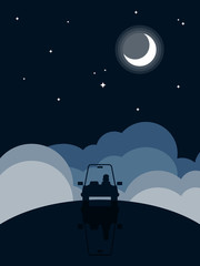 Naklejka premium Night landscape flat design background